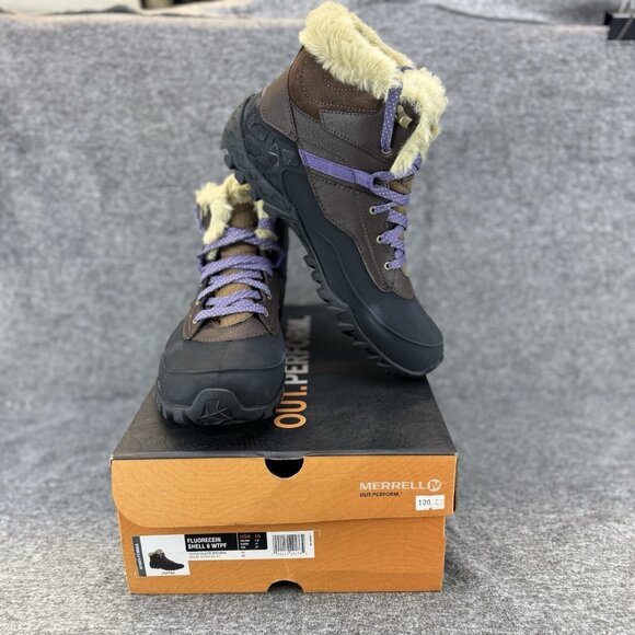 ✅Women's 10M Merrell Fluorecein Winter Boots Brown Waterproof Faux Fur Insulated - Picture 2 of 10